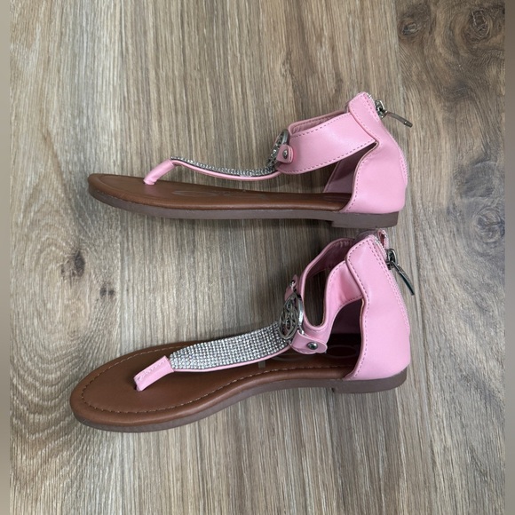 bebe Girls' Sandals Rhinestone Studded Gladiator Sandals Medallion Size 1 - Picture 4 of 7